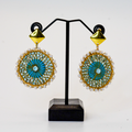 Turquoise & Pearl Medallion Earrings