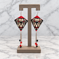 Red & Black Beaded Bulldog Earrings