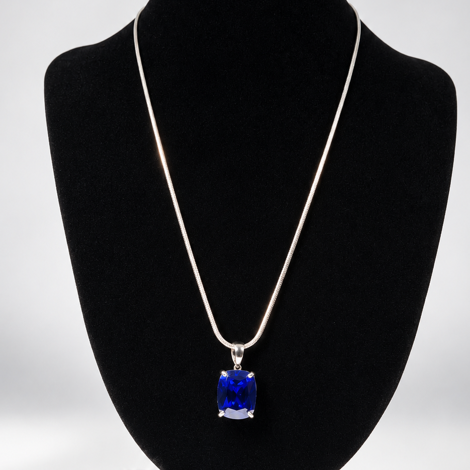 Royal Blue Lab Grown Sapphire Necklace