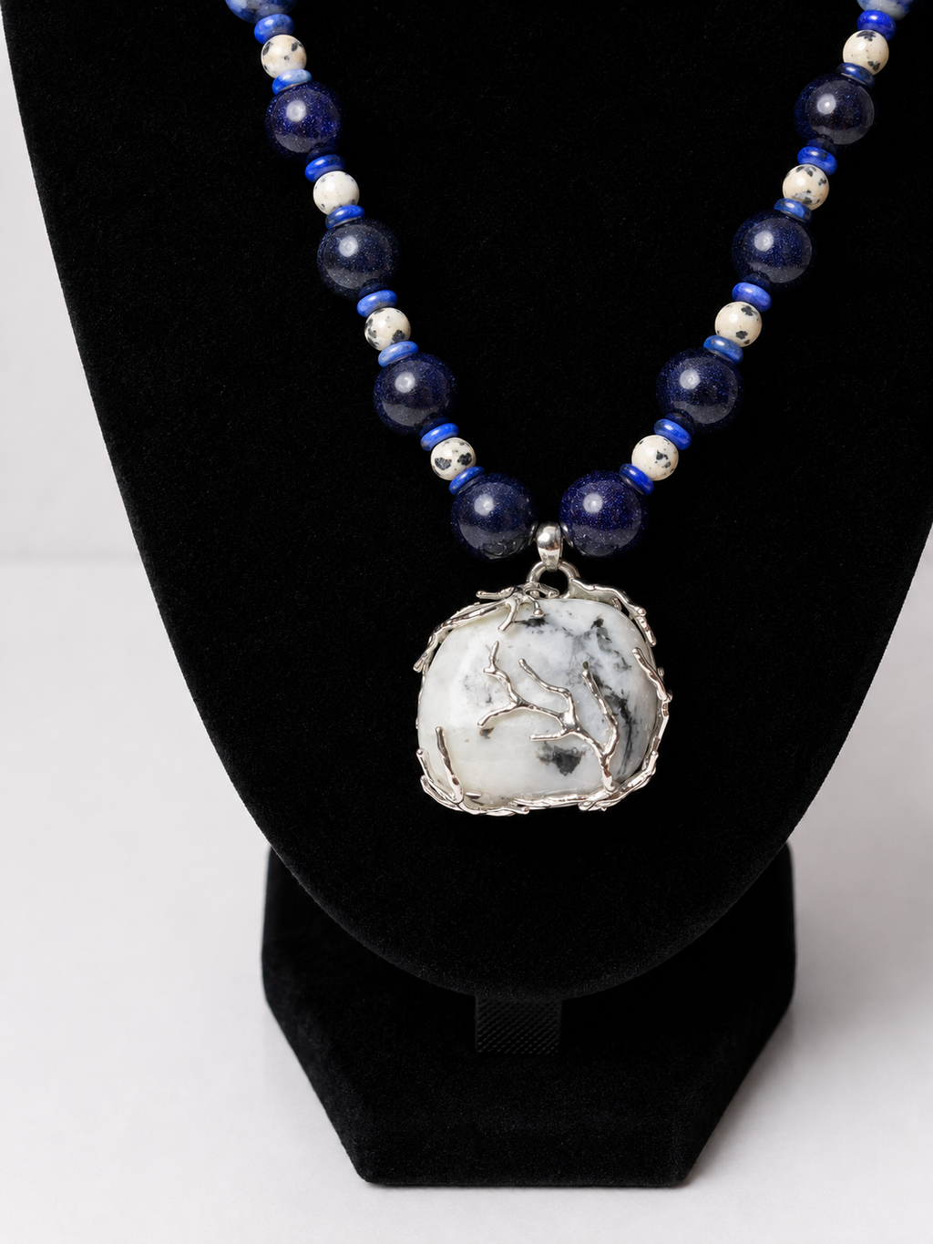 Dendritic Opal & Lapis Statement Necklace