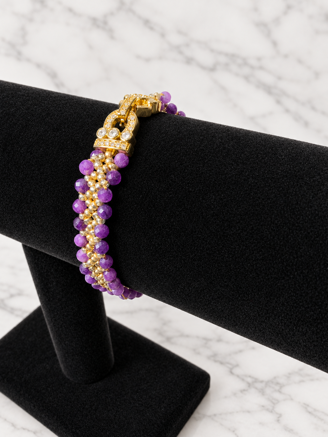The Violetta Amethyst & Pearl Flower Bracelet