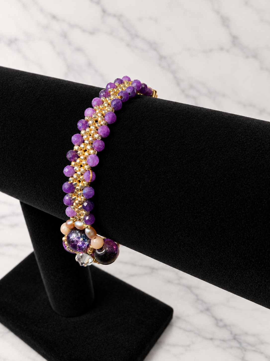 The Violetta Amethyst & Pearl Flower Bracelet