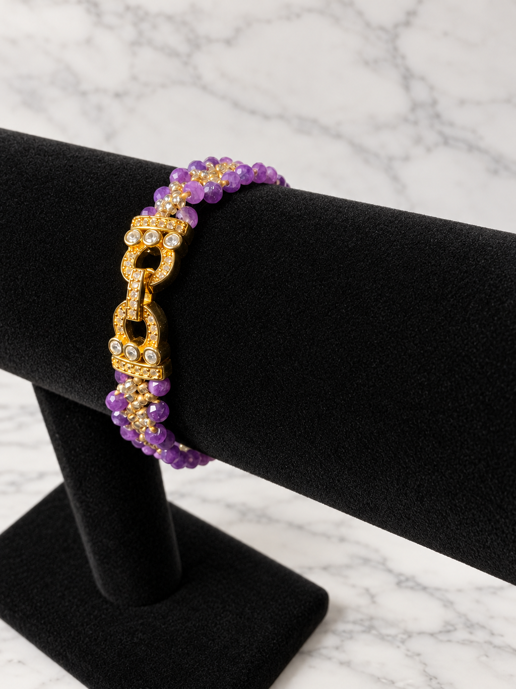 The Violetta Amethyst & Pearl Flower Bracelet