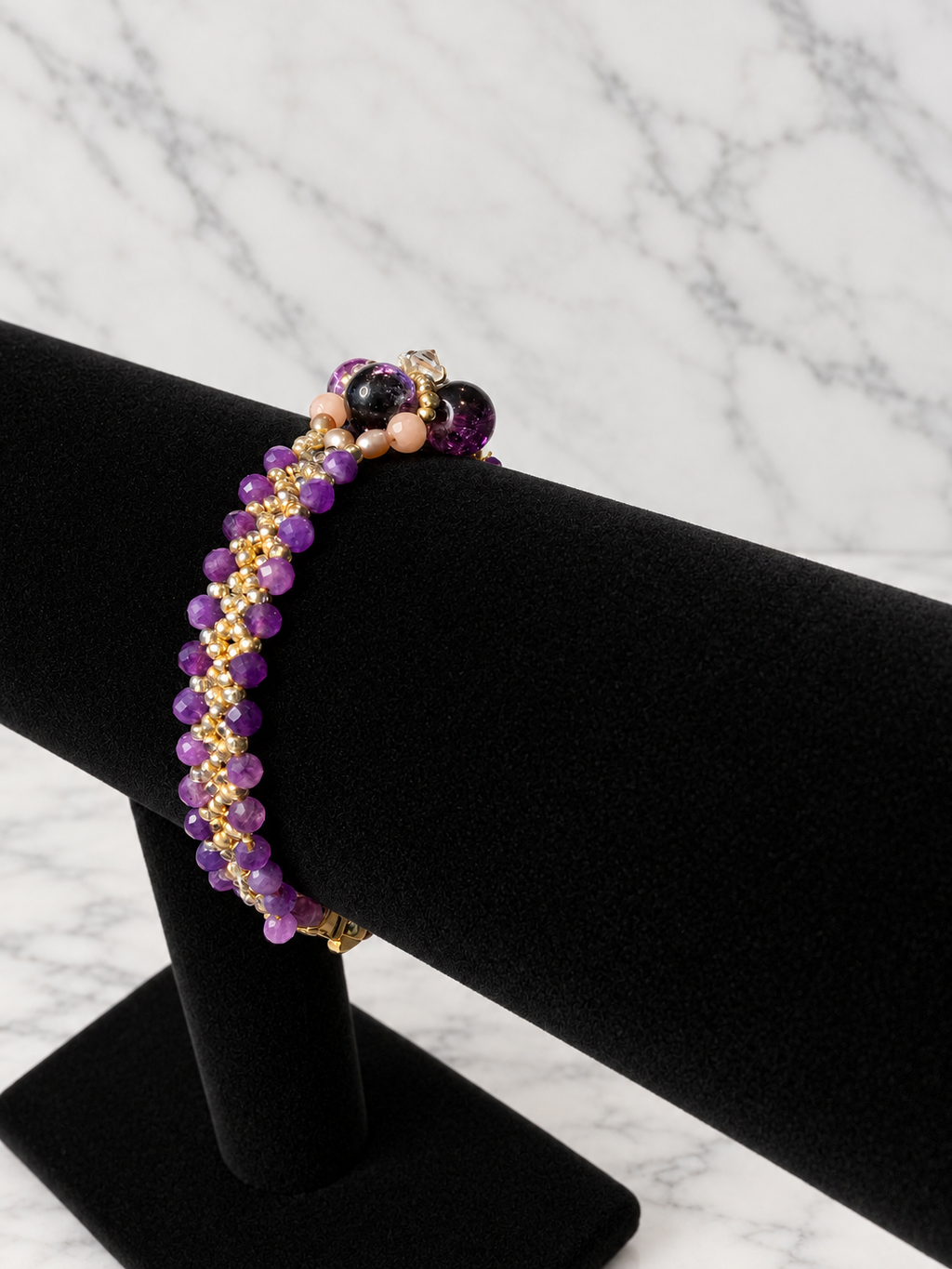 The Violetta Amethyst & Pearl Flower Bracelet