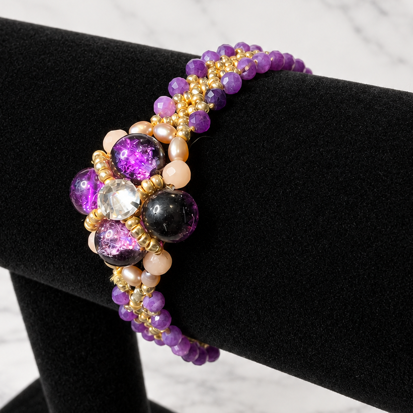 The Violetta Amethyst & Pearl Flower Bracelet