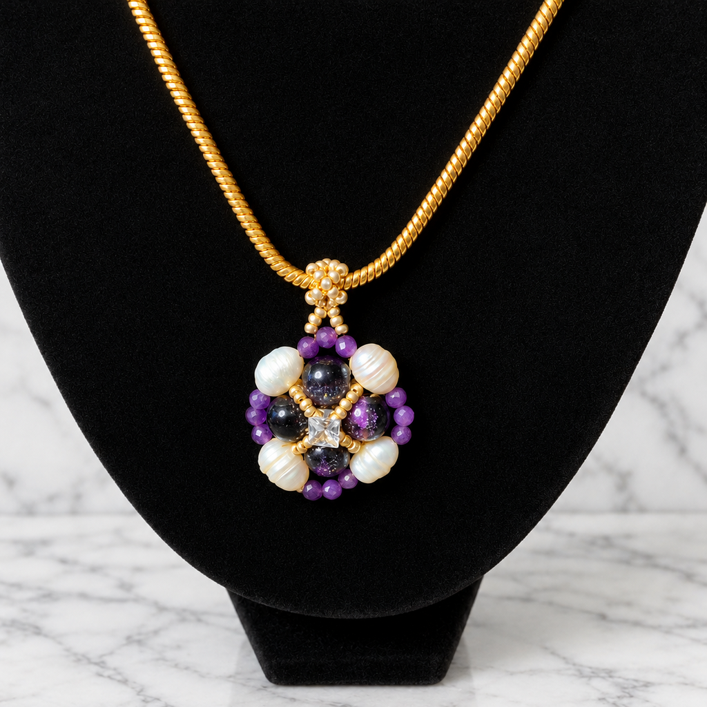 The Violetta Beaded Flower Necklace