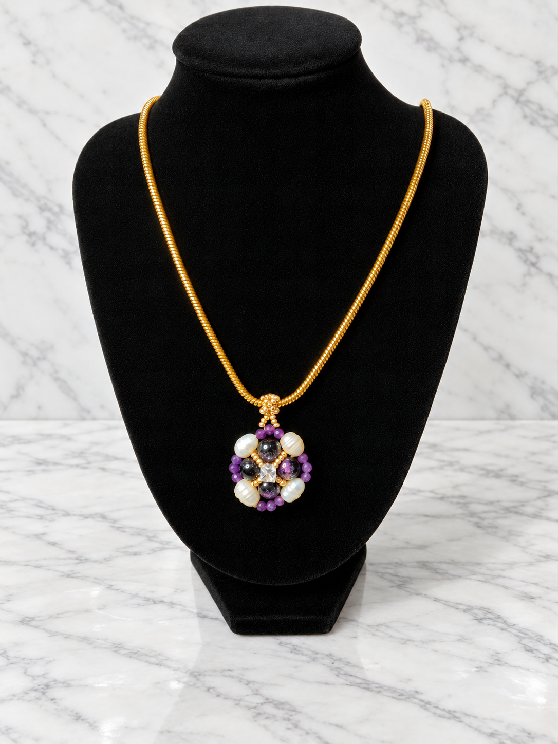 The Violetta Beaded Flower Necklace