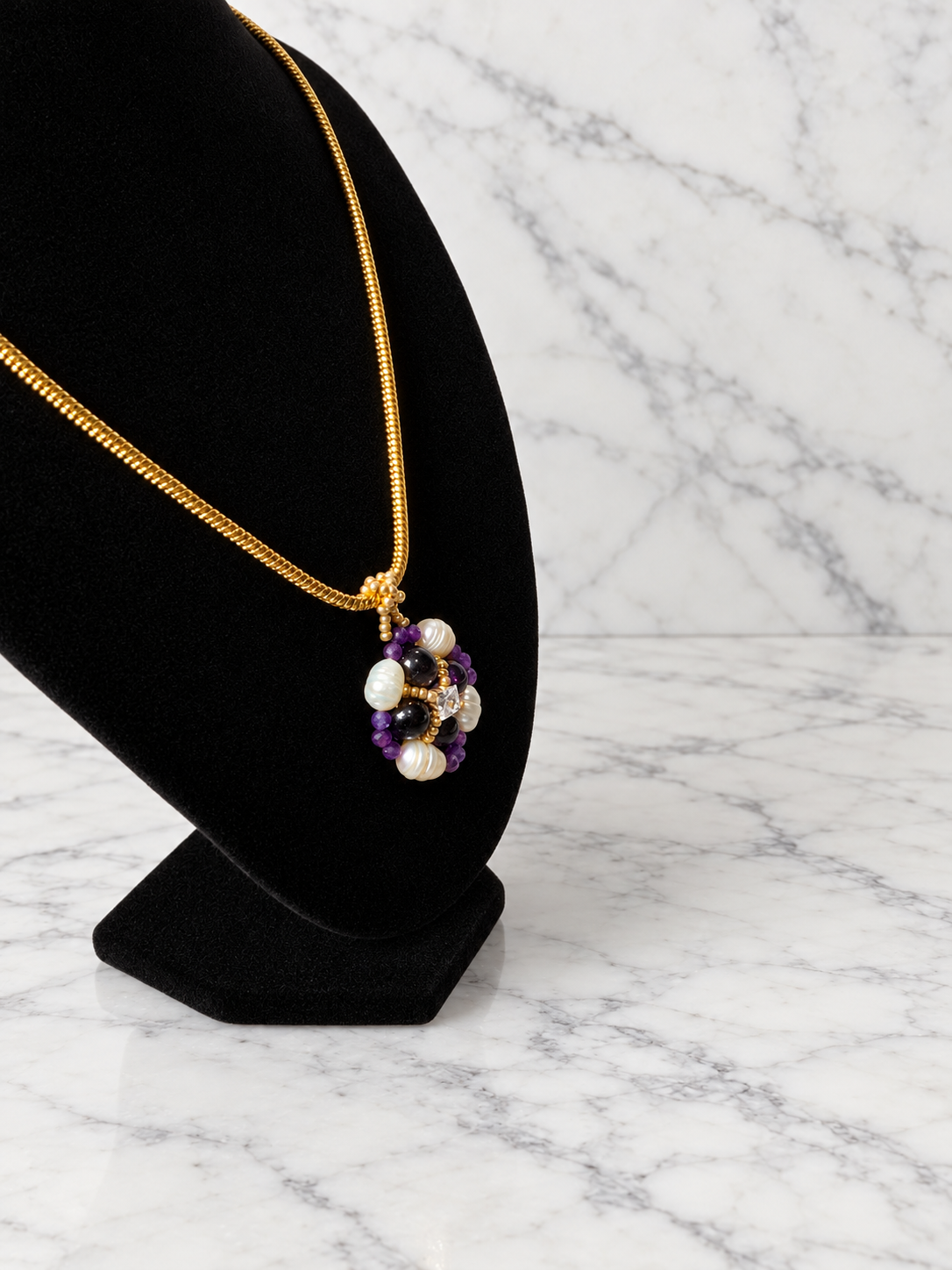 The Violetta Beaded Flower Necklace