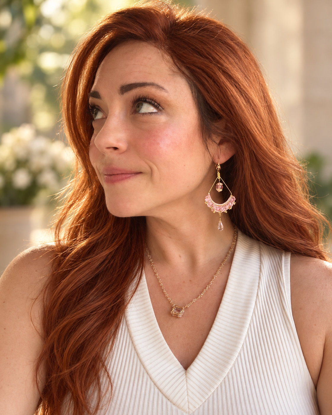 Pink Opal Chandelier Earrings